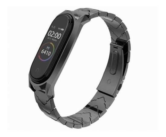 Bransoleta Xiaomi Mi Band 3/4 M3 M4 M5 stal panelowa (czarna)