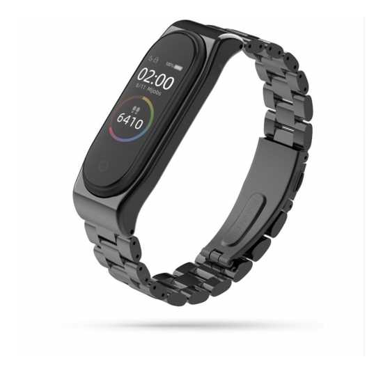 Bransoleta Xiaomi Mi Band 3/4, M3, M4 pasek opaska ze stali nierdzewnej (czarna)