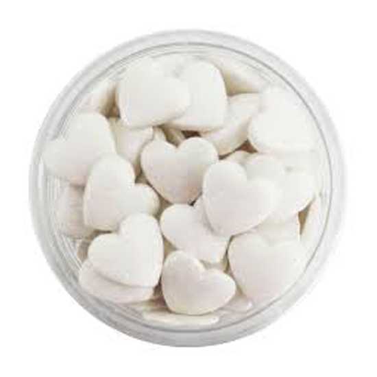 Edible White Heart shape cake sprinkles for sale in 4 sizes product by...